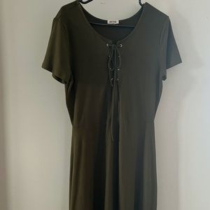 Comfortable Army Green Skater Dress